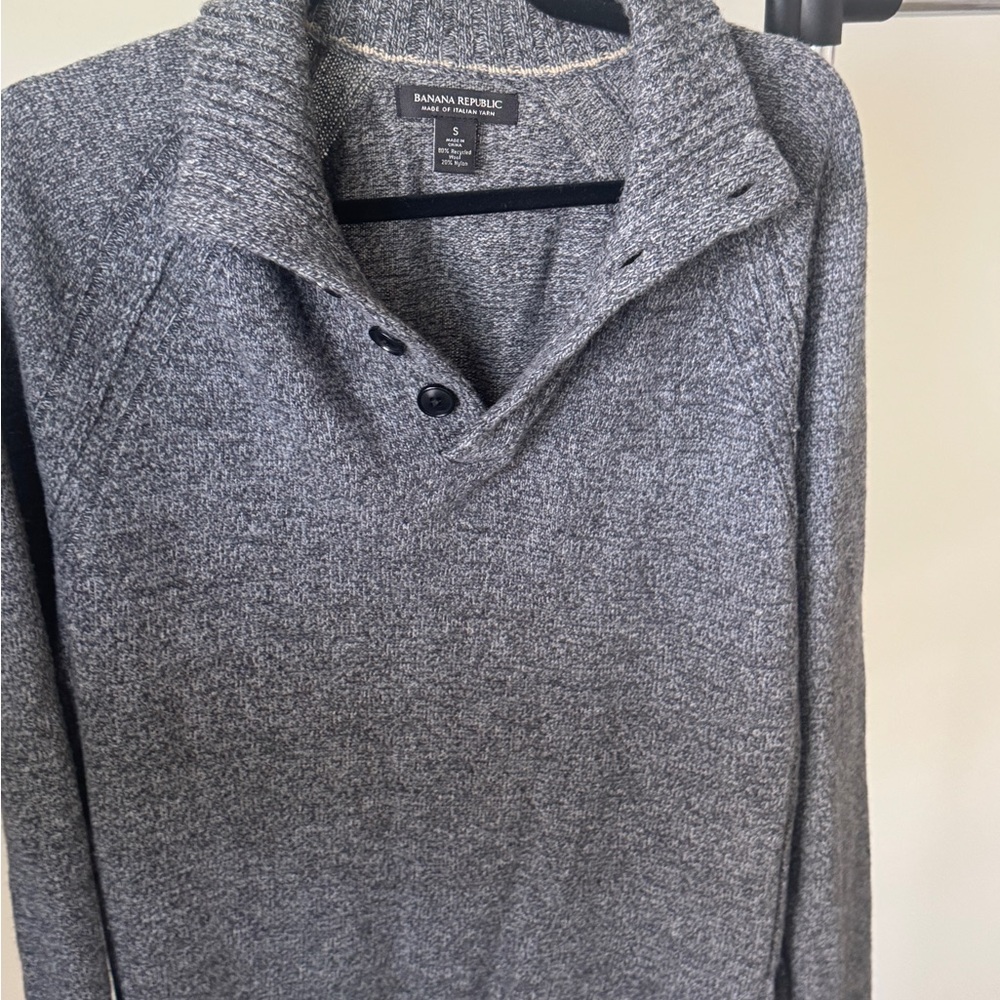 Banana Republic Gray Button-Detail Cowl Sweater